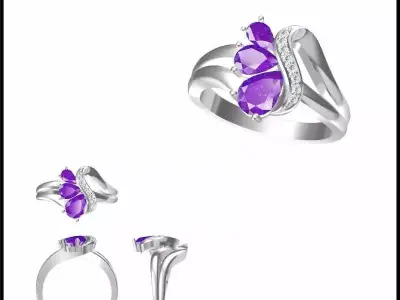 JCD Format  Antique color stone rings wax files jewelry 3D print model