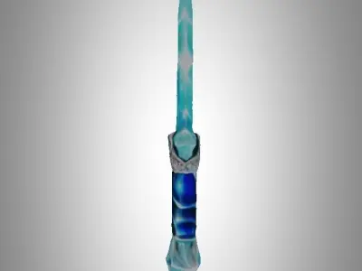 Blue diamond crystal dagger Low-poly 3D model