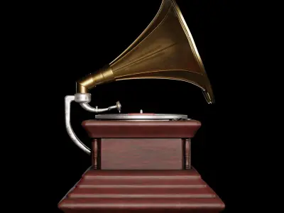 Gramaphone golden gramophone Low-poly 3D model