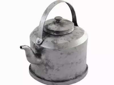 Used Iron Kettle 01 Low-poly 3D model
