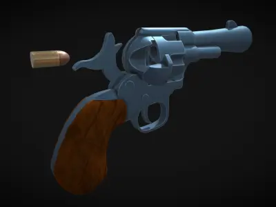 Stylized Revolver Low-poly 3D model