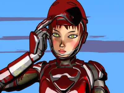 Red - Iron Suit Girl Low-poly 3D model
