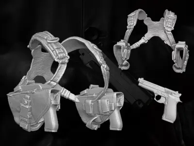 Harness Dual Holster Kit 3D printable file for Action Figures 3D print model