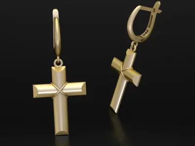 Cross Hoop Earing 3D print model