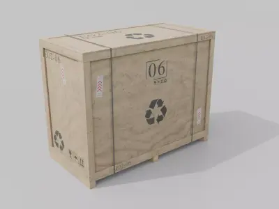 Long and Tall Wooden Crate - Customizable Shipping Box Low-poly 3D model