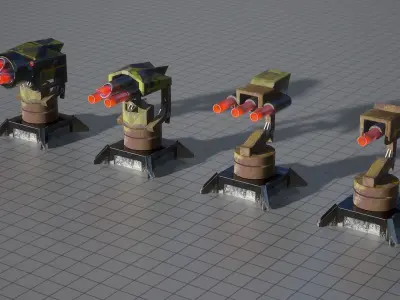 Turrets  Standard low poly Low-poly 3D model