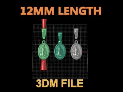Oval Antique Jesus Christ Pendant 12mm Length 3D print model purchase