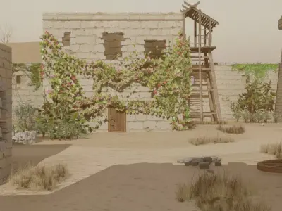 Walled Desert Settlement 3D model