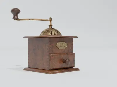 Rigged vintage coffe grinder Low-poly 3D model