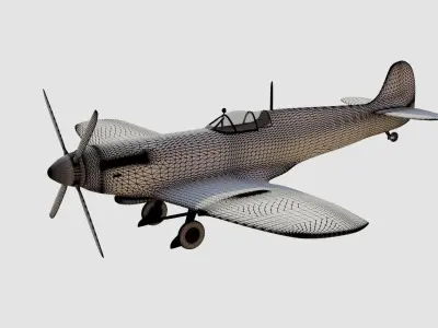 supermarine spitfire Low-poly 3D model 2