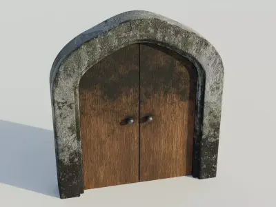 Antique door 3D model PBR materials 4K Low-poly 3D model