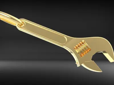 Wrench pendant silver gold printable jewelry  3D print model