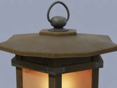 Shoji Wooden Lamp Low-poly 3D model