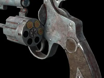 Old Used Revolver Low-poly 3D model