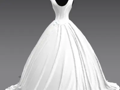 dior cup dress ball gown Low-poly 3D model