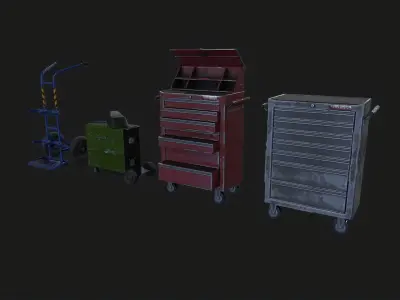 Auto repair shop equipment Cart Toolbox Cabinet Low-poly 3D model