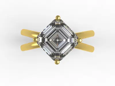 Antique Asscher Diamond Split Shank Solitaire Engagement Ring 3D print model