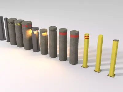 Urban Bollards Low-poly 3D model
