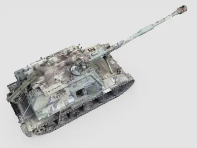 Destroyed 2S19 Msta 152 mm self-propelled howitzer M1990  3D model