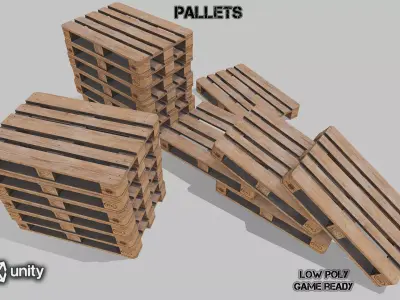 Pallets wooden option 2 Low-poly 3D model