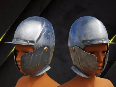 Helmet medieval lowpoly game asset Low-poly 3D model