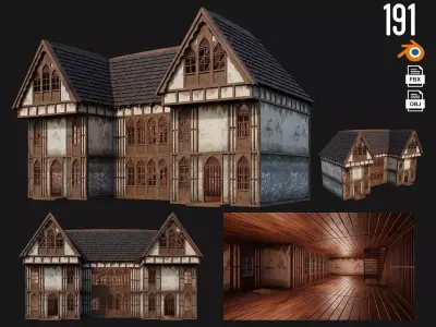 Old Medieval House Building 4K Textures GameReady 191 Low-poly 3D model