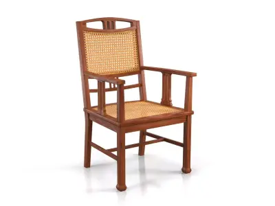 Dutch Colonial Javanese Teak Armchair 3D model