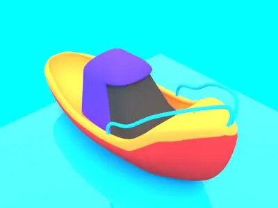 Cartoon Boat Set Low-poly 3D model