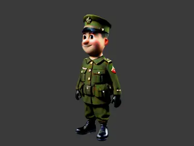 World War II Soldier Low-poly 3D model order