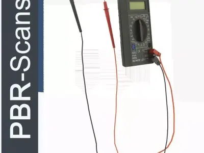 Tester Low Poly battery with wires Low-poly 3D model