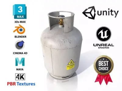 gas cylinder 12L PBR 4K game ready Low-poly 3D model