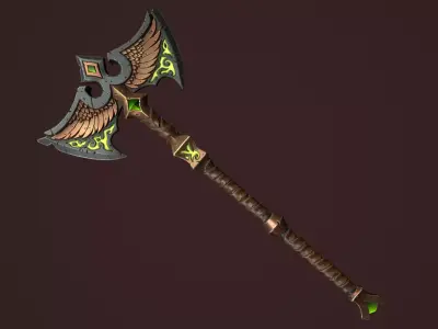 Rune two handed poleaxe Low-poly 3D model