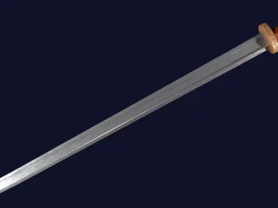 Langsax sword with Spatha handle Low-poly 3D model