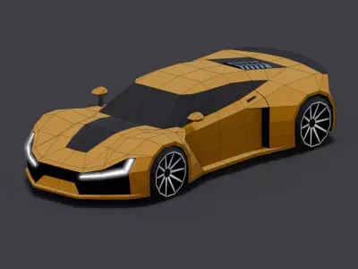 V12 Hypercar  Low-poly 3D model