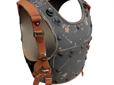 Weathered Medieval Plate Armor Chest Low-poly 3D model