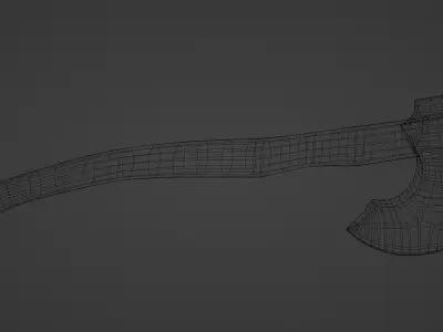 Medieval Axe Low-poly 3D model 17