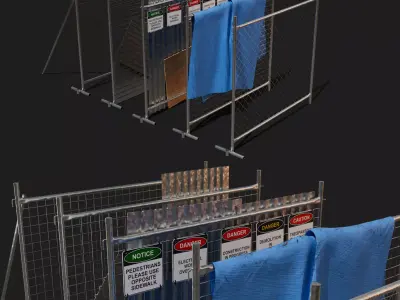 Simple modular pop up wire fence for construction building sites 3D model
