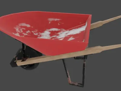 Well-used Wheelbarrow Free low-poly 3D model