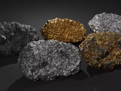 Gold and Silver Nuggets Low-poly 3D model