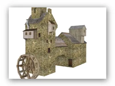 Medieval lowpoly buildings Low-poly 3D model
