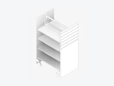 Shelving - Library - Integral - Metal - Mobile Low-poly 3D model