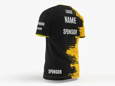 Realistic Worn Regular V-neck Classic T-Shirt Short Sleeve Male Body Shape Model for E-Sport 3D model