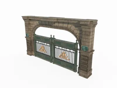 Classical architecture gate iron gate 3D model