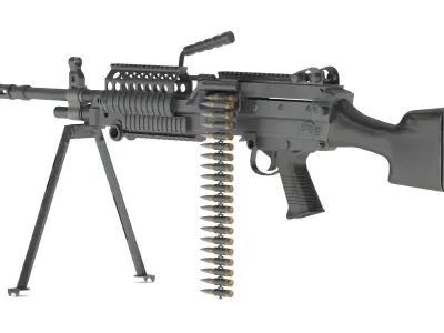 Mk 48 Machine Gun Low Poly Low-poly 3D model