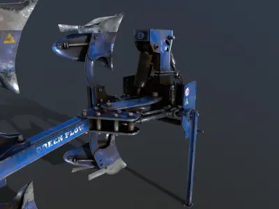 Mechanical Rotary Plow Low-poly 3D model