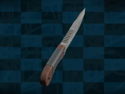 Army Tool Knife Combat Wood - SingleMetal 3D model