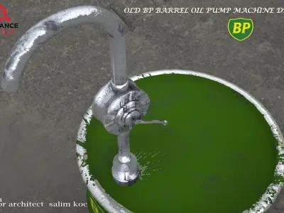  OLD BP BARREL OIL PUMP DESIGN Low-poly 3D model