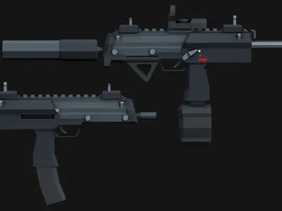 Stylized Modular Mp7 SMG - LowPoly Mobile Ready Low-poly 3D model