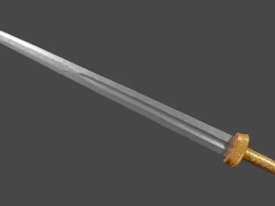 Excalibur sword with Langsax handle Low-poly 3D model