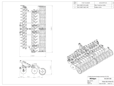 WG 0007 - Mounted heavy disc harrow 4m 3D model